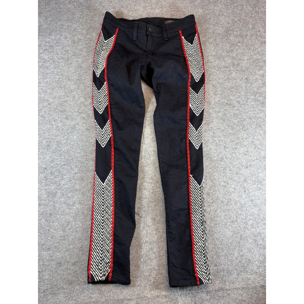 Rag & Bone Raja Midnight Skinny Ankle Jeans Women 27 Embroidered Side Stripe